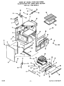Lower Body Diagram and Parts List for 1745*0A  Roper Range