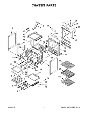 03 - CHASSIS PARTS Diagram and Parts List for JES1450FS0  Whirlpool Range