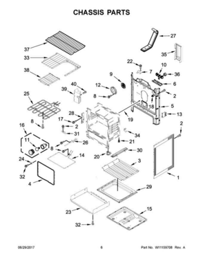 04 - Chassis Parts Diagram and Parts List for YWFE745H0FE1  Whirlpool Range