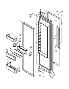 Refrigerator Door Parts Diagram and Parts List for KBSD606ESS00  KitchenAid Refrigerator