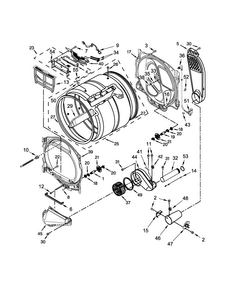 Bulkhead Parts Diagram and Parts List for 7MWGD8500EC0  Whirlpool Dryer