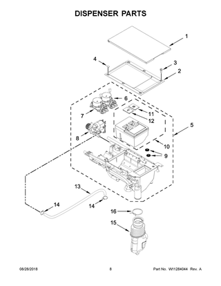 Dispenser Parts Diagram and Parts List for WFC8090GX0  Whirlpool Washer