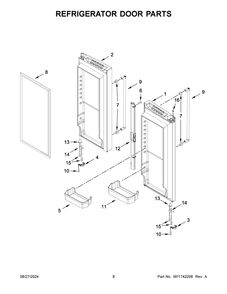 05 - Refrigerator Door Parts Diagram and Parts List for KRFC136RWH00  Whirlpool Refrigerator
