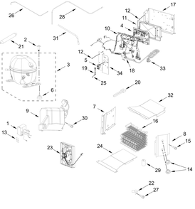 Upper Unit Parts Diagram and Parts List for JBSFS42NMX25  Whirlpool Refrigerator