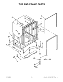 TUB AND FRAME PARTS Diagram and Parts List for KUDE60HXSS5  KitchenAid Dishwasher