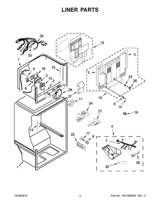 Liner Parts Diagram and Parts List for WRT108FZDT05  Whirlpool Refrigerator