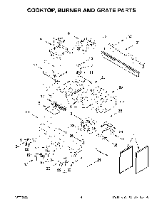 Cooktop, Burner And Grate Parts Diagram and Parts List for KFGC506JMB05  KitchenAid Range