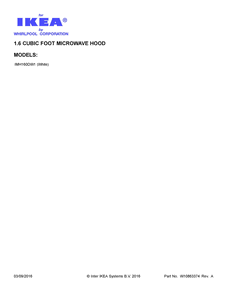 Cover Sheet Diagram and Parts List for IMH160DW1  Whirlpool Microwave