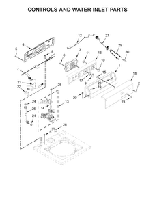 Controls And Water Inlet Parts Diagram and Parts List for CAE2765FQ0  Whirlpool Washer