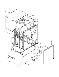 Tub And Frame Parts Diagram and Parts List for WDT720PADB2  Whirlpool Dishwasher