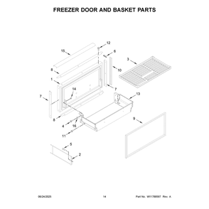 Freezer Door And Basket Parts Diagram and Parts List for KBFN502EPA06  KitchenAid Refrigerator