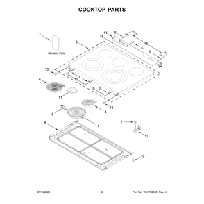 Cooktop Parts Diagram and Parts List for YKSES530SJP0  Whirlpool Range