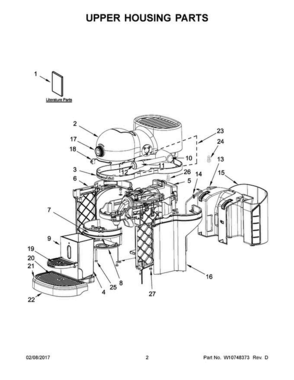 02 - Upper Housing Parts Diagram and Parts List for 5KES0503AAC0  KitchenAid Coffee Maker