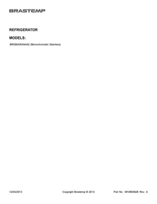 Cover Sheet Diagram and Parts List for BRS80ARANA02  Whirlpool Refrigerator