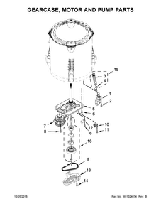 Gearcase, Motor And Pump Parts Diagram and Parts List for 4KWTW4705FW0  Whirlpool Washer