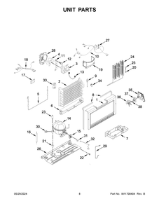 Unit Parts Diagram and Parts List for WZF57R16FW10  Whirlpool Freezer