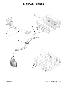 Dishrack Parts Diagram and Parts List for UDT518SAFP0  Whirlpool Dishwasher