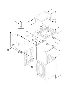 Top And Cabinet Parts Diagram and Parts List for 7MWTW1950EW0  Whirlpool Washer