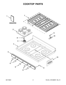 Cooktop Parts Diagram and Parts List for WFG550S0HB2  Whirlpool Range
