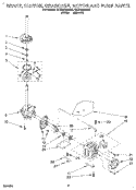 BRAKE, CLUTCH, GEARCASE, MOTOR & PUMP Diagram and Parts List for GLSR5233AW1  Whirlpool Washer