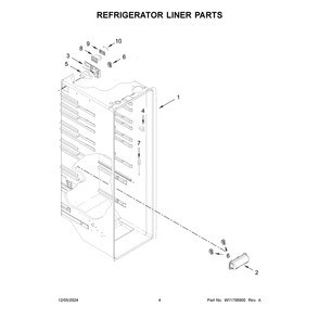 Refrigerator Liner Parts Diagram and Parts List for WRS312SNHB07  Whirlpool Refrigerator