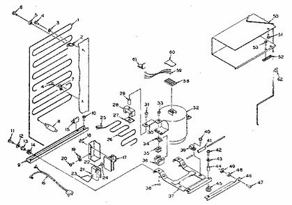 Refrigerator Unit Parts Diagram and Parts List for 106N10A  Kenmore Refrigerator