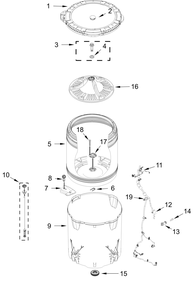 Basket And Tub Parts Diagram and Parts List for MTW4200SW0  Whirlpool Washer