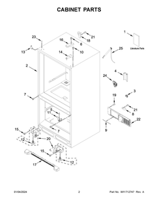 Cabinet Parts Diagram and Parts List for WRB329DMBB05  Whirlpool Refrigerator