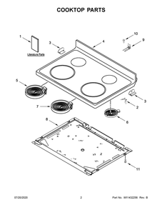Cooktop Parts Diagram and Parts List for WFE320M0JB0  Whirlpool Range