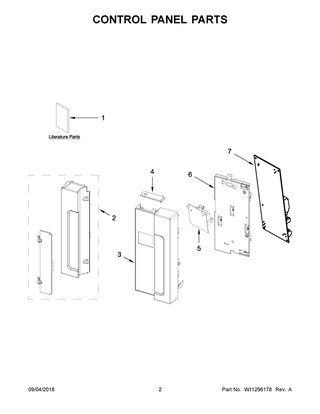 Control Panel Parts Diagram and Parts List for YWML55011HW2  Whirlpool Microwave