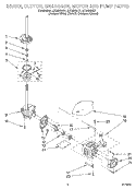 BRAKE, CLUTCH, GEARCASE, MOTOR & PUMP Diagram and Parts List for LSQ8543JT1  Whirlpool Washer