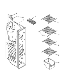 Freezer Liner Parts Diagram and Parts List for 10641153211  Kenmore Refrigerator