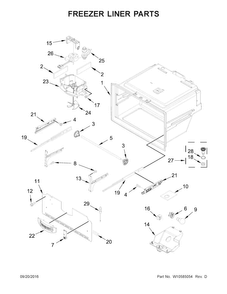 Freezer Liner Parts Diagram and Parts List for WRX735SDBE00  Whirlpool Refrigerator