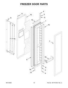 10 - Freezer Door Parts Diagram and Parts List for JBSS48E22L01  Whirlpool Refrigerator