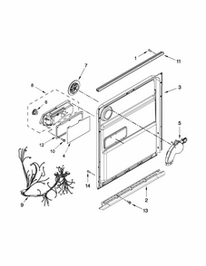 Inner Door Parts Diagram and Parts List for 66513252K115  Kenmore Dishwasher