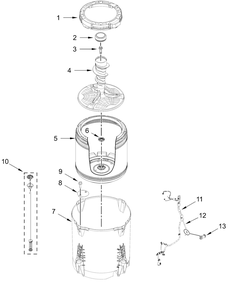 Basket And Tub Parts Diagram and Parts List for MVW6230HW4,MVW6230HC4  Whirlpool Washer
