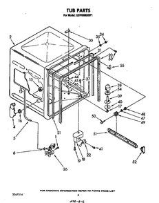 Tub Diagram and Parts List for GDP6000XRP1  Whirlpool Dishwasher