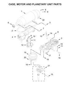 Case, Motor And Planetary Unit Parts Diagram and Parts List for KSM3316XMS0  KitchenAid Mixer