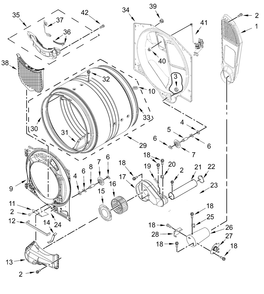Bulkhead Parts Diagram and Parts List for WGD6605MW1,WGD6605MC1  Whirlpool Dryer
