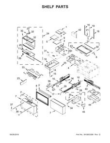 Shelf Parts Diagram and Parts List for KRMF706ESS01  KitchenAid Refrigerator