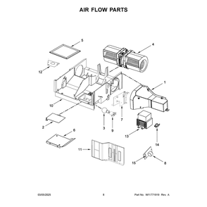 Air Flow Parts Diagram and Parts List for YWMMS3130RB01  Whirlpool Microwave