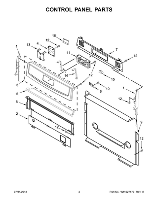 Control Panel Parts Diagram and Parts List for IGS426AS2  Whirlpool Range