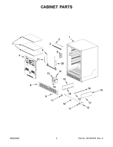 Cabinet Parts Diagram and Parts List for WUR35X24HZ00  Whirlpool Wine and Beverage Cooler