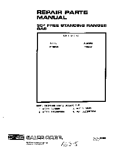 Cover Page-text Only Diagram and Parts List for F4458*0  Roper Range