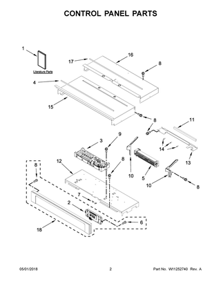 Control Panel Parts Diagram and Parts List for WOD51EC0AB06  Whirlpool Wall Oven