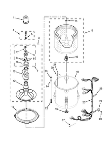 Basket And Tub Parts Diagram and Parts List for 7MWTW1801BQ1  Whirlpool Washer
