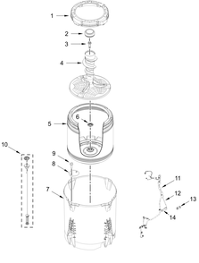 Basket And Tub Parts Diagram and Parts List for MVW6230RHW5  Whirlpool Washer