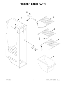 05 - Freezer Liner Parts Diagram and Parts List for WRS315SDHZ19  Whirlpool Refrigerator