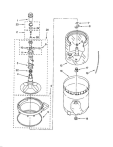 Agitator, Basket And Tub Diagram and Parts List for 7MLSC9545JQ2  Whirlpool Washer