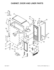 Cabinet, Door And Liner Parts Diagram and Parts List for KUIX505EBS1  KitchenAid Ice Maker